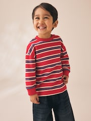 Red/White Textured Long Sleeve Stripe T-Shirt (3mths-7yrs) - Image 2 of 8