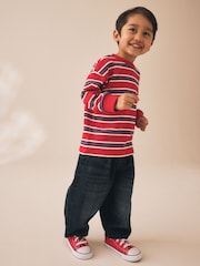 Red/White Textured Long Sleeve Stripe T-Shirt (3mths-7yrs) - Image 4 of 8