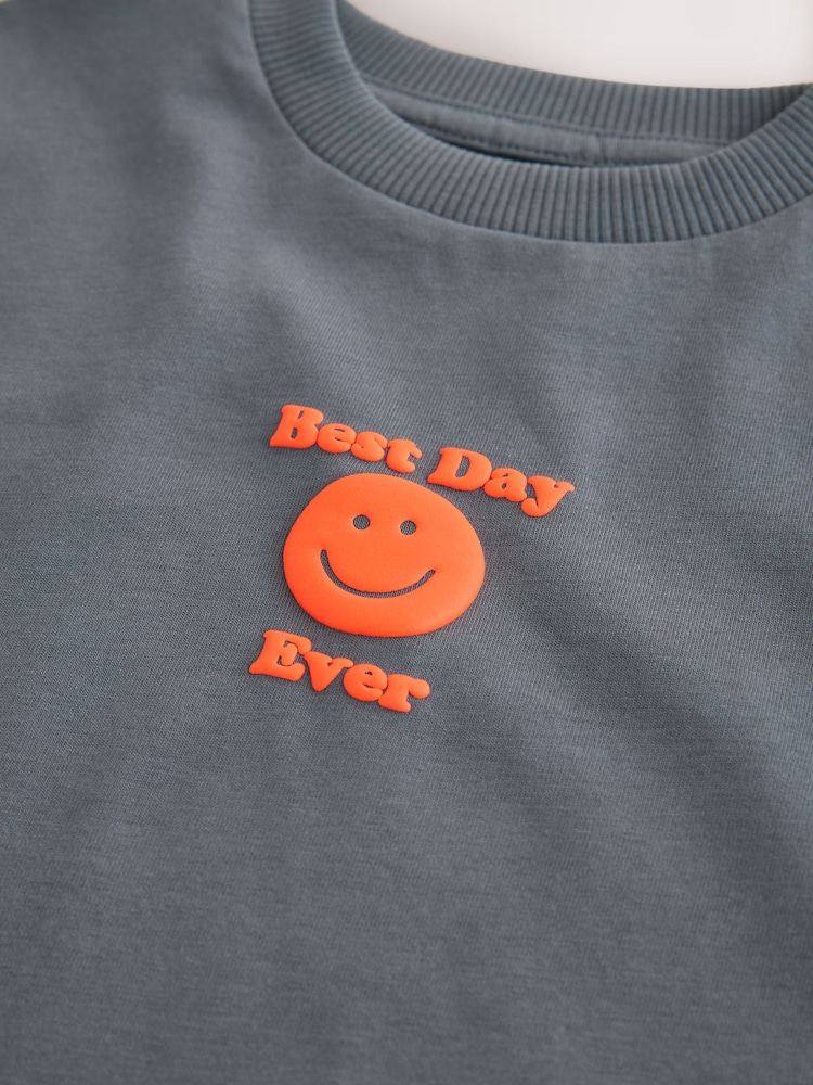 Anthrazit, Grau, Smile - Long Sleeve Small Graphic Printed T-Shirt (3mths-7yrs) - Bild 7 von 7