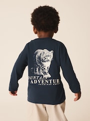 Bleu marine imprimé tigre - T-shirt graphique à manches longues (3mois-10ans) - Image 1 de 4