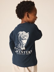 Bleu marine imprimé tigre - T-shirt graphique à manches longues (3mois-10ans) - Image 3 de 4