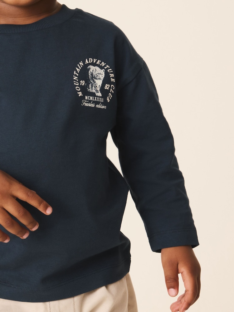 Bleu marine imprimé tigre - T-shirt graphique à manches longues (3mois-10ans) - Image 4 de 4