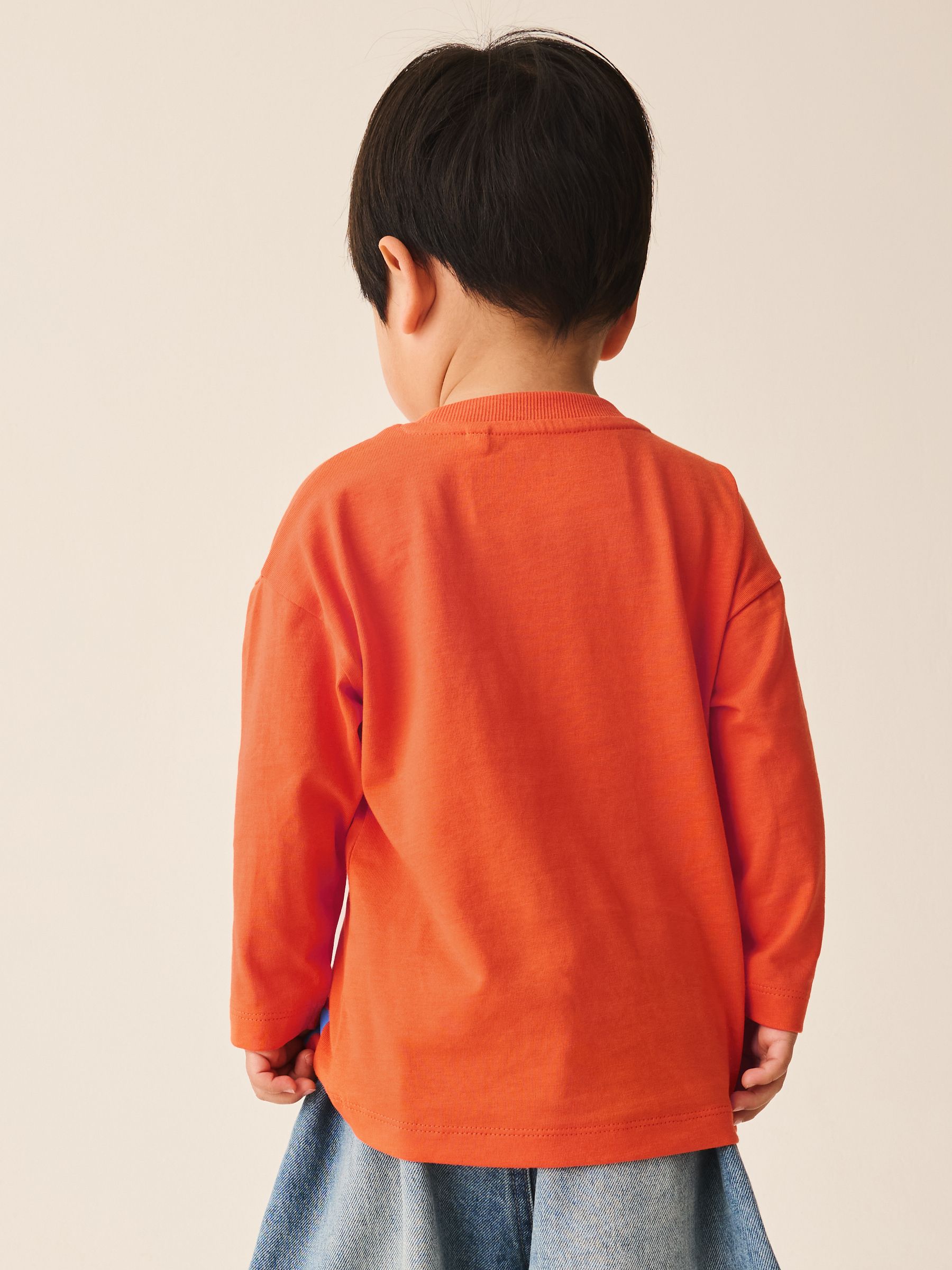 Buy Orange Skater Crew Long Sleeve Back Graphic T-Shirt (3mths