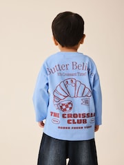 Blue Croissant Club Long Sleeve Back Graphic T-Shirt (3mths-7yrs) - Image 1 of 7