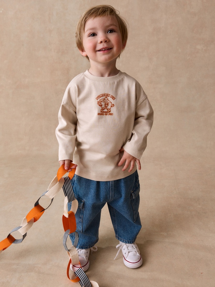 Cream Pumpkin Pie Long Sleeve Back Graphic T-Shirt (3mths-7yrs) - Image 2 of 3 Cream Pumpkin Pie Long Sleeve Back Graphic T-Shirt (3mths-7yrs) - Image 2 of 3