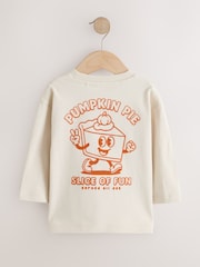 Cream Pumpkin Pie Long Sleeve Back Graphic T-Shirt (3mths-7yrs) - Image 5 of 7