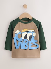 Brown/Khaki Cool Vibes Raglan Textured - Long Sleeve Graphic T-Shirt (3mths-7yrs) - תמונה 5 מתוך 8