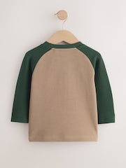 Brown/Khaki Cool Vibes Raglan Textured - Long Sleeve Graphic T-Shirt (3mths-7yrs) - תמונה 6 מתוך 8
