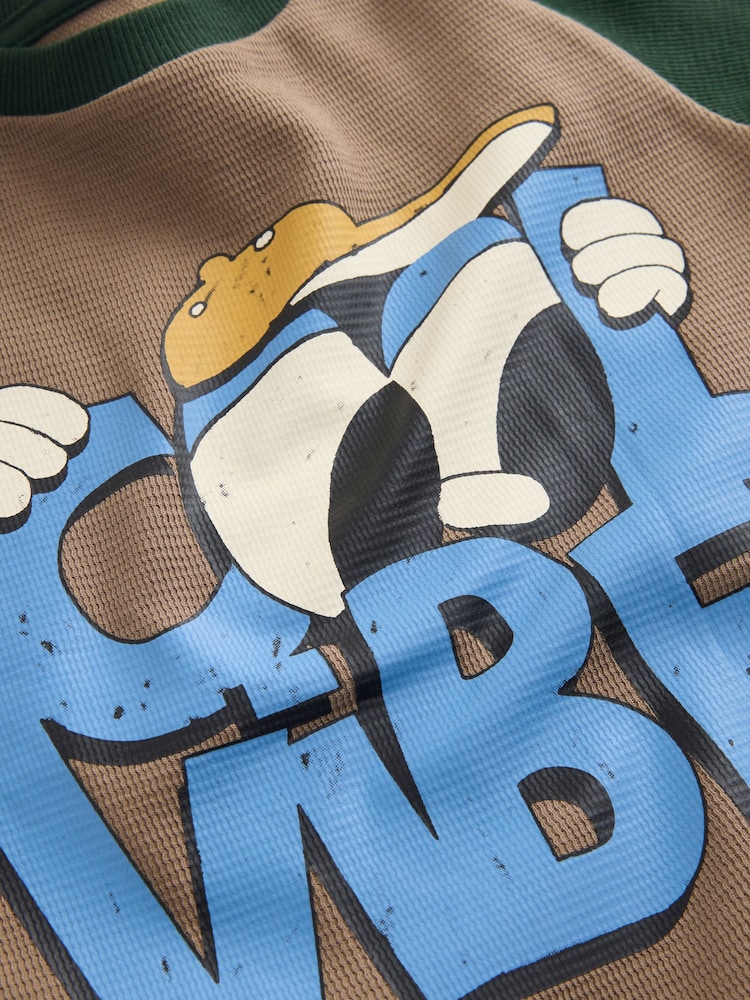 Brown/Khaki Cool Vibes Raglan Textured - Long Sleeve Graphic T-Shirt (3mths-7yrs) - תמונה 8 מתוך 8