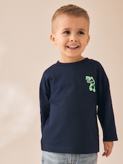 Fahrzeuge, Marineblau - Long Sleeve Small Graphic Printed T-Shirt (3mths-7yrs) - Bild 1 von 8