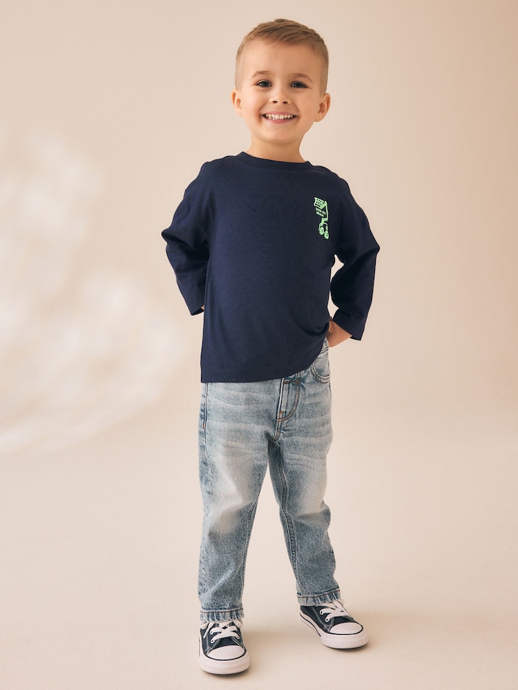 Fahrzeuge, Marineblau - Long Sleeve Small Graphic Printed T-Shirt (3mths-7yrs) - Bild 2 von 8