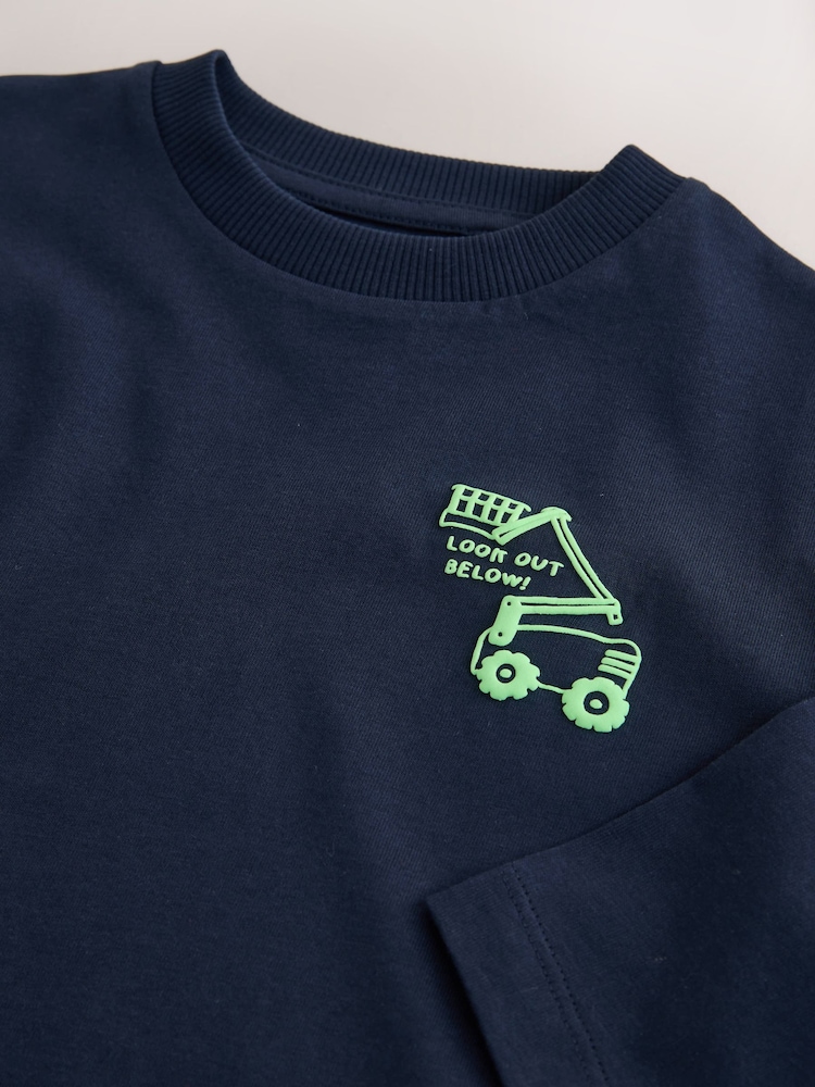 Fahrzeuge, Marineblau - Long Sleeve Small Graphic Printed T-Shirt (3mths-7yrs) - Bild 8 von 8