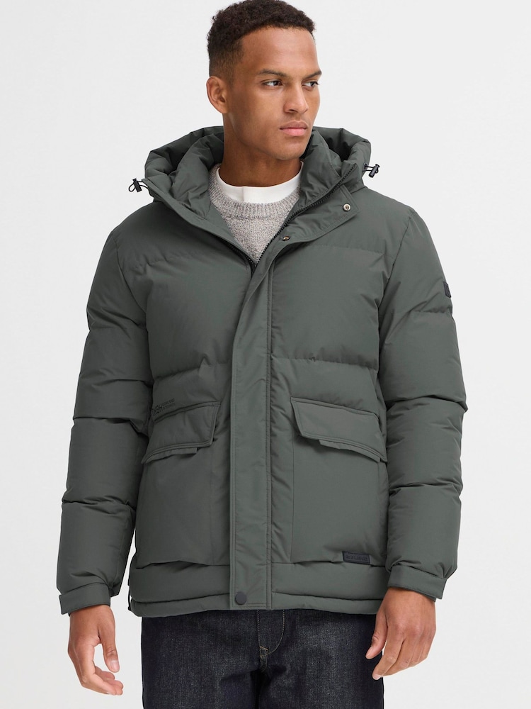 Blend Grey Hooded Puffer Coat - Image 1 of 5 Blend Grey Hooded Puffer Coat - Image 1 of 5