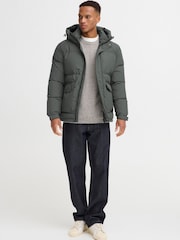Blend Grey Hooded Puffer Coat - Image 3 of 5