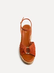 Linzi Orange Saxon Cork Wedge Sandals With Ring Detail - Image 4 of 5