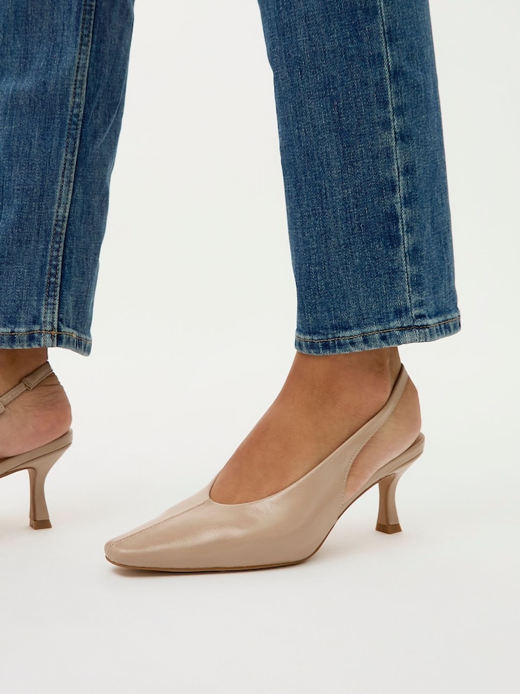 Linzi Nude Method Square Toe Slingback Court Heels - Image 6 of 6