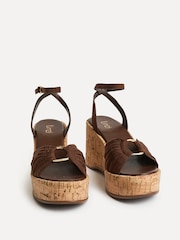 Linzi Brown Saxon Cork Wedge Sandals With Ring Detail - Image 3 of 5