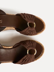 Linzi Brown Saxon Cork Wedge Sandals With Ring Detail - Image 5 of 5