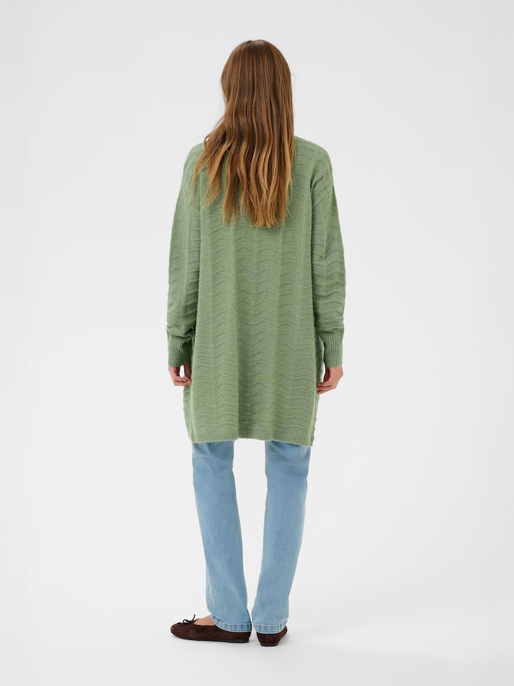 Kaffe Green KAemria Long Sleeve Open Knit Cardigan - Image 2 of 6