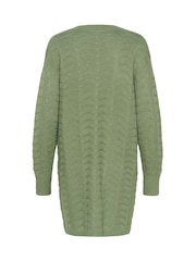 Kaffe Green KAemria Long Sleeve Open Knit Cardigan - Image 6 of 6
