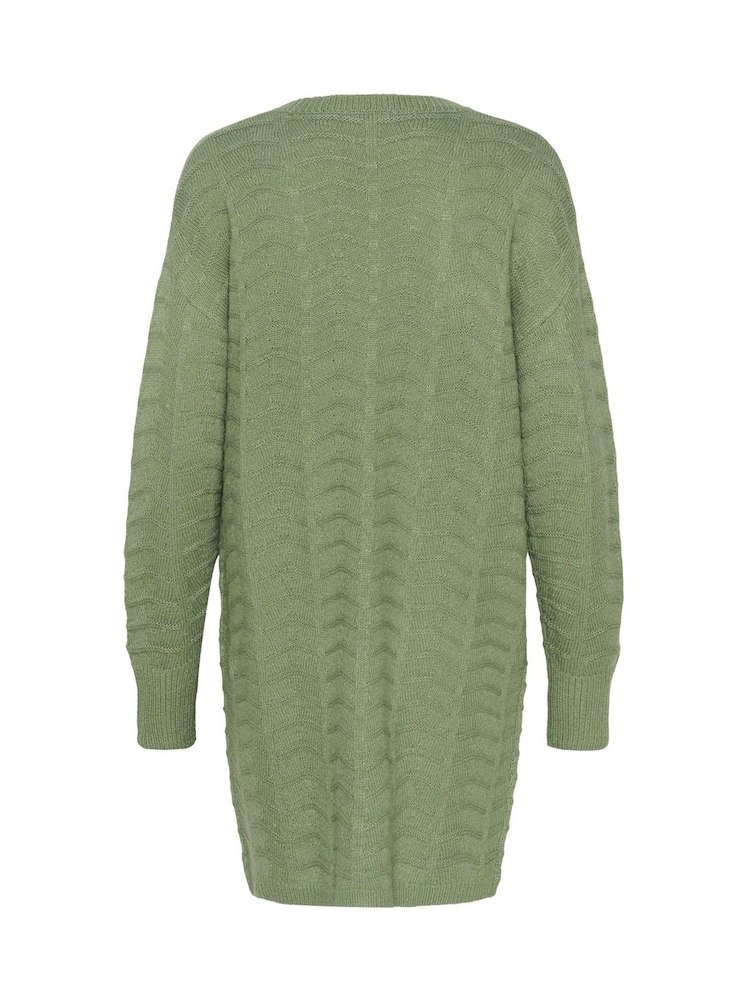 Kaffe Green KAemria Long Sleeve Open Knit Cardigan - Image 6 of 6