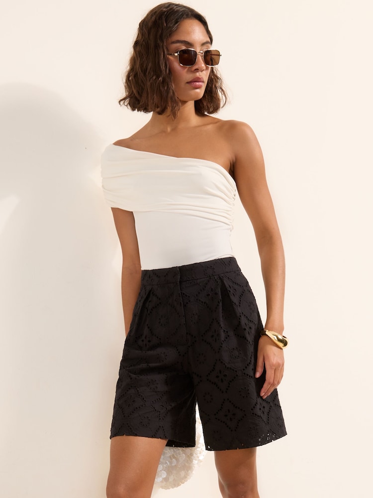 Friends Like These Black Broderie Bermuda Shorts - Image 1 of 5