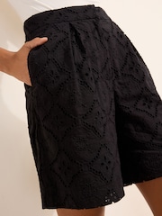 Friends Like These Black Broderie Bermuda Shorts - Image 2 of 5