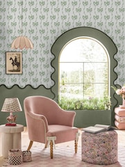 Cath Kidston Sage Ribbon Bow A4 Wallpaper Sample - Image 1 of 5