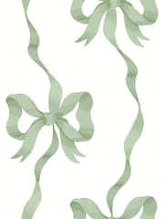 Cath Kidston Sage Ribbon Bow A4 Wallpaper Sample - Image 2 of 5