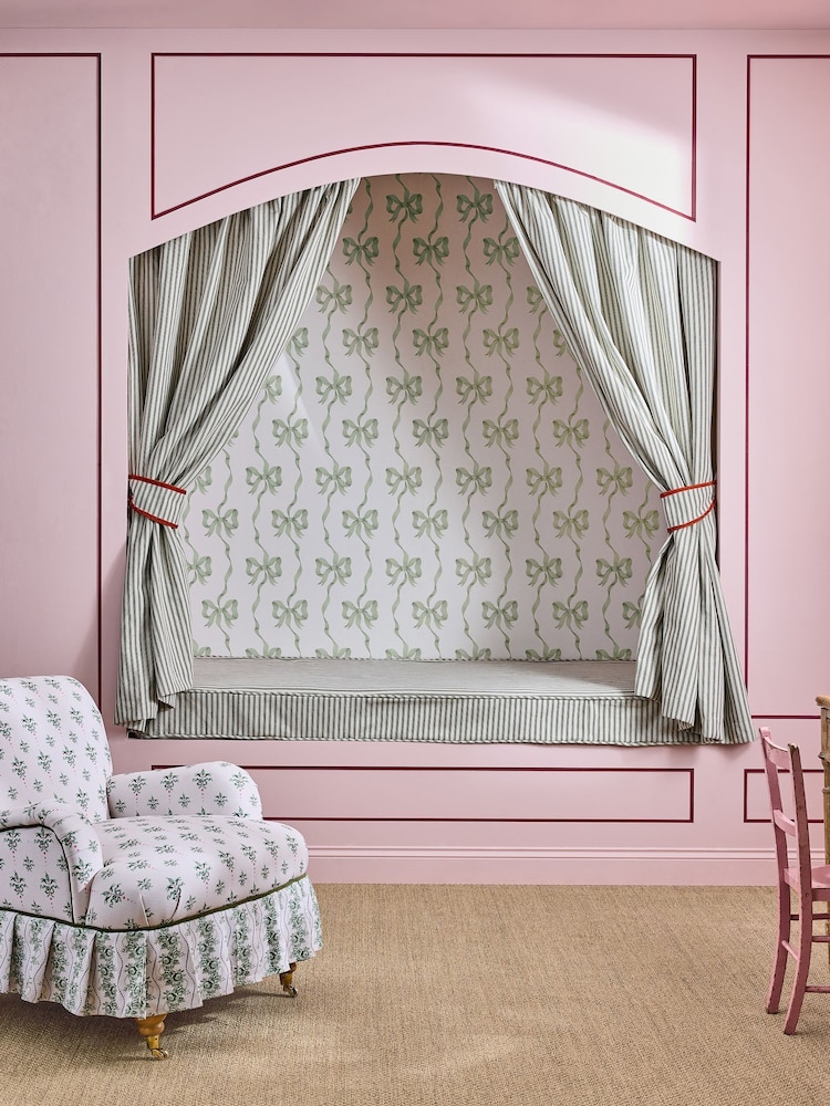 Cath Kidston Sage Ribbon Bow A4 Wallpaper Sample - Image 5 of 5 Cath Kidston Sage Ribbon Bow A4 Wallpaper Sample - Image 5 of 5