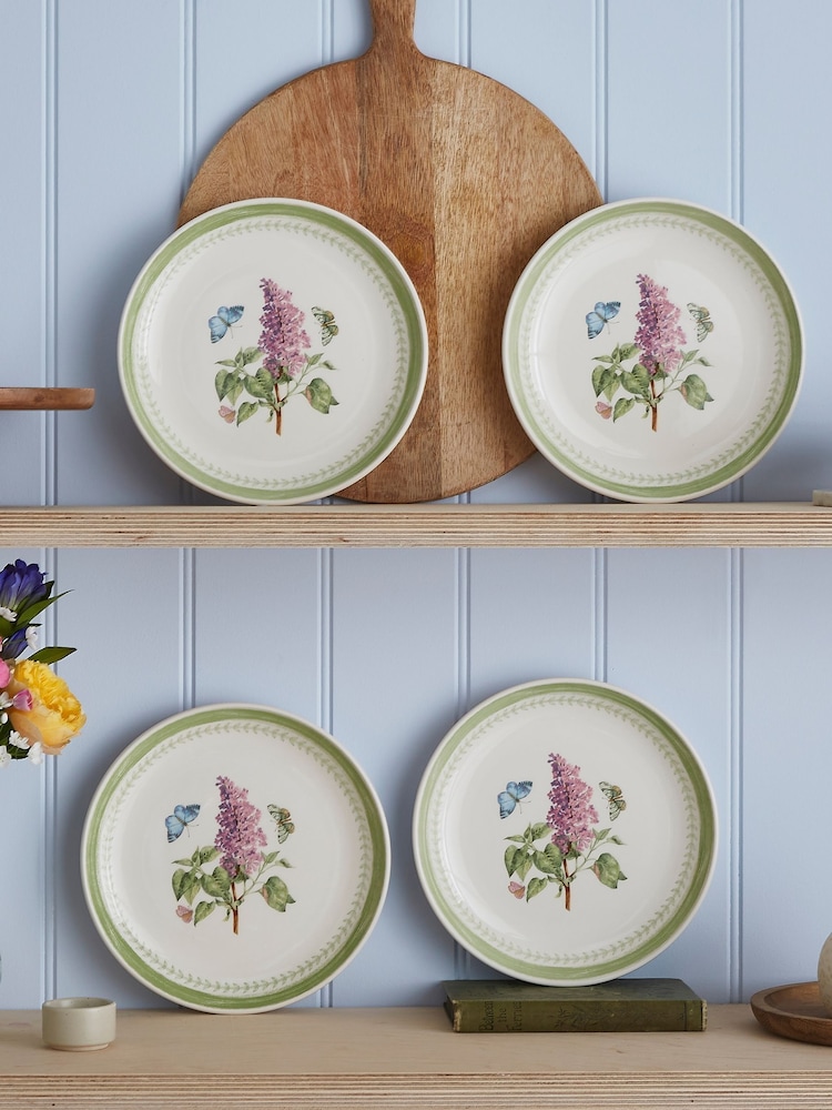 Portmeirion Set of 4 Green Botanic Garden Sketchbook Dinner Plates - Image 1 of 6
