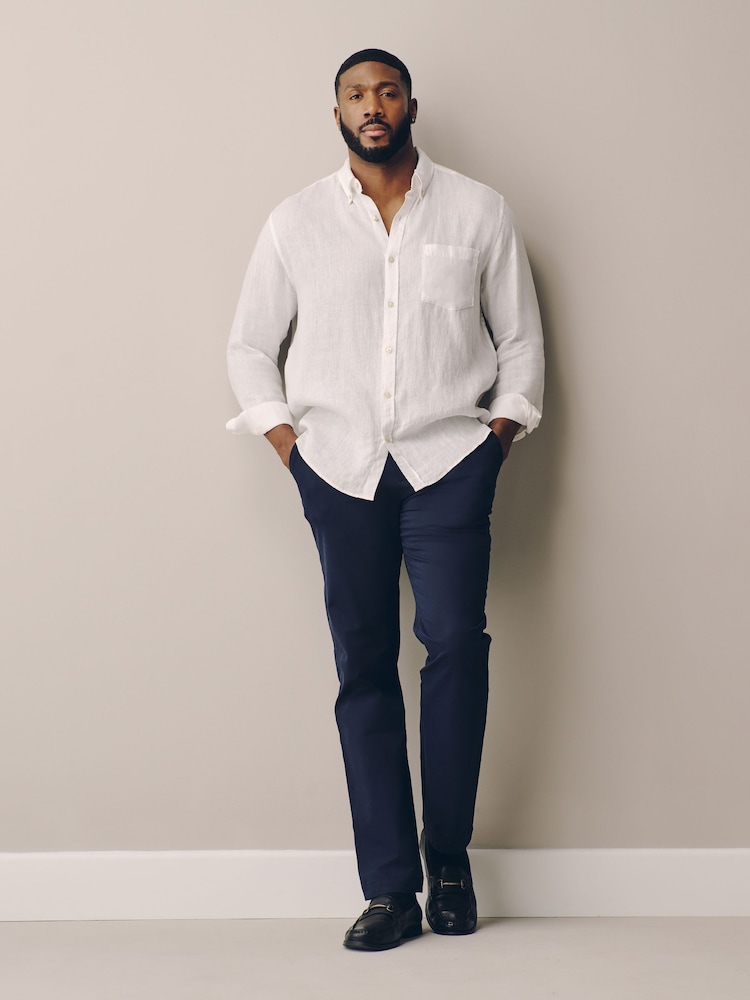 Blue Muscle Fit N. Premium Smart Cotton TENCEL™ Lyocell Blend Chinos With Comfort Waistband - Image 2 of 5 Blue Muscle Fit N. Premium Smart Cotton TENCEL™ Lyocell Blend Chinos With Comfort Waistband - Image 2 of 5