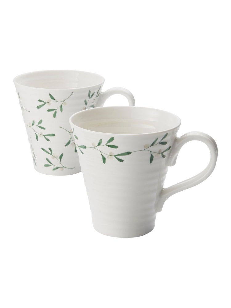 Sophie Conran Set of 2 White Mistletoe Mugs - Image 2 of 8