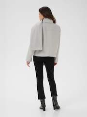 Kaffe Grey Stylish Jacket With A Unique Neck Scarf - Image 2 of 7