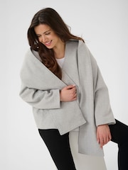 Kaffe Grey Stylish Jacket With A Unique Neck Scarf - Image 3 of 7