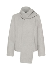 Kaffe Grey Stylish Jacket With A Unique Neck Scarf - Image 6 of 7