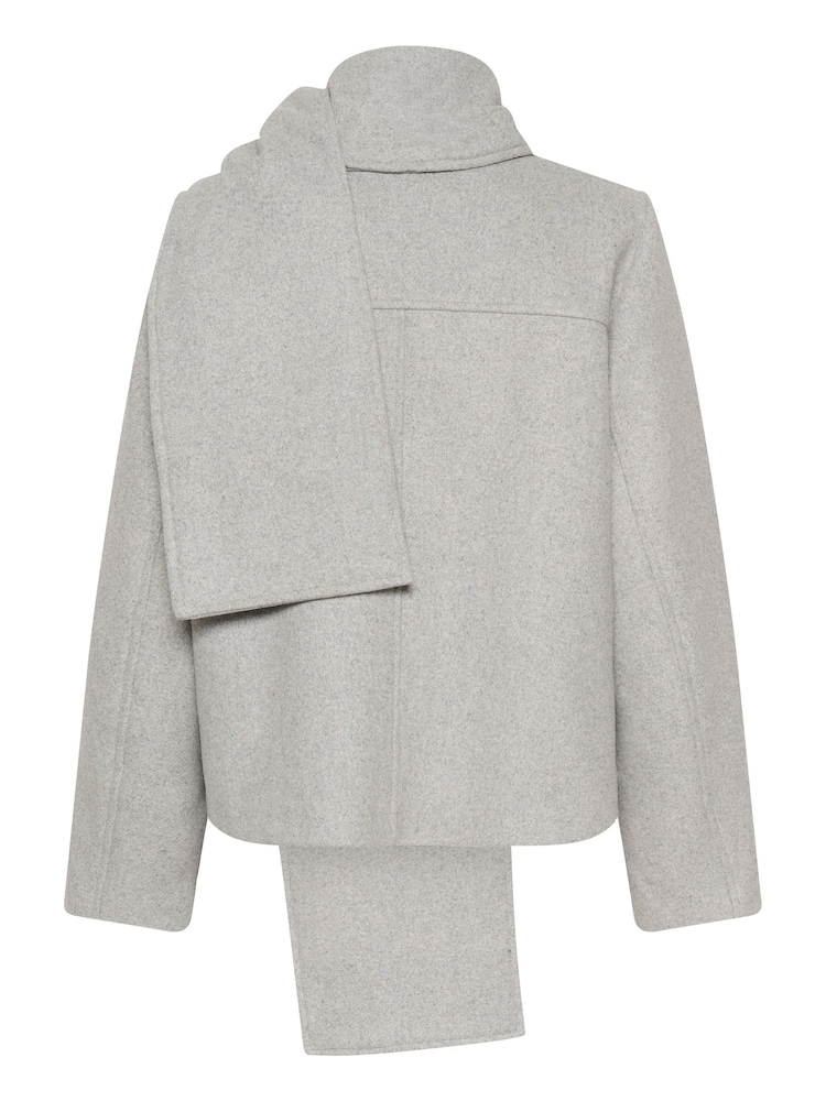 Kaffe Grey Stylish Jacket With A Unique Neck Scarf - Image 7 of 7 Kaffe Grey Stylish Jacket With A Unique Neck Scarf - Image 7 of 7