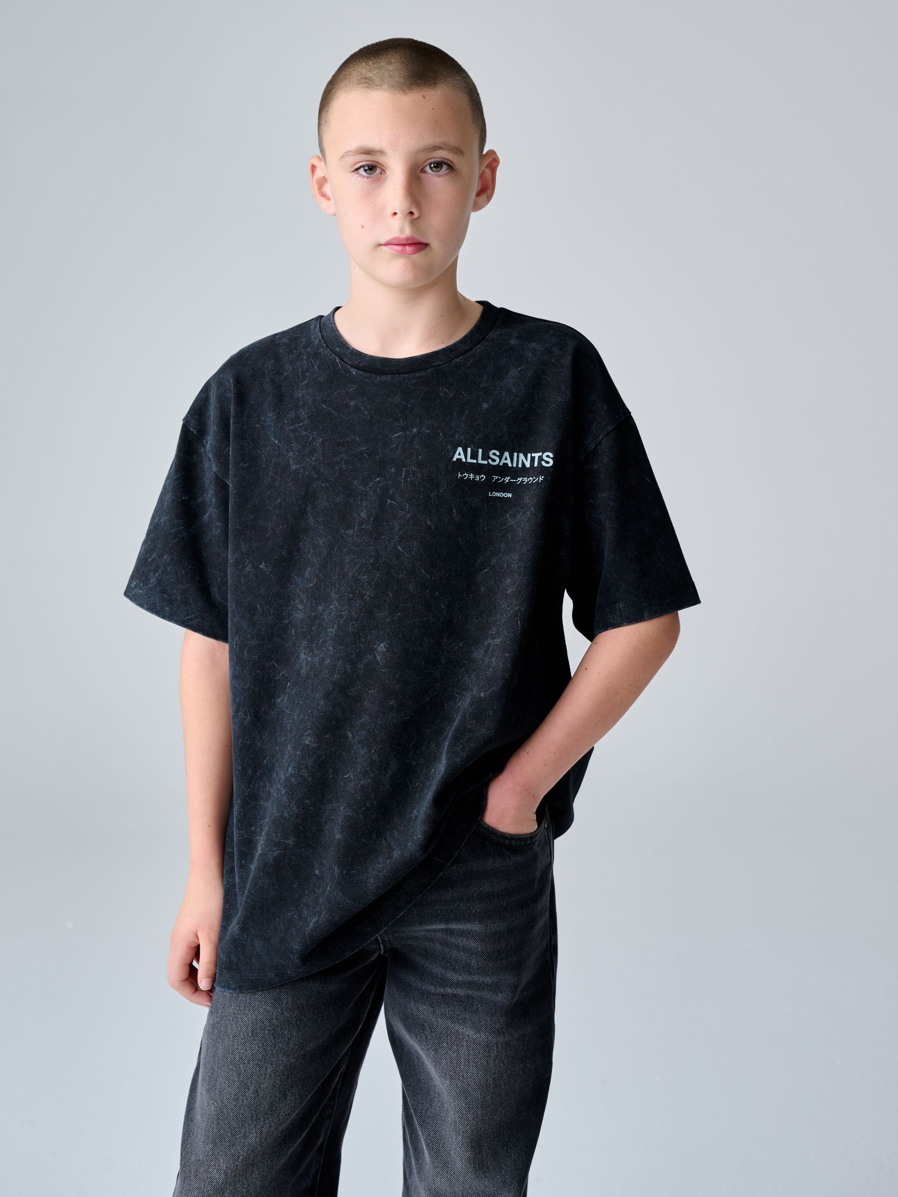 Buy smALLSAINTS Washed Black Oversized Underground Crew Neck