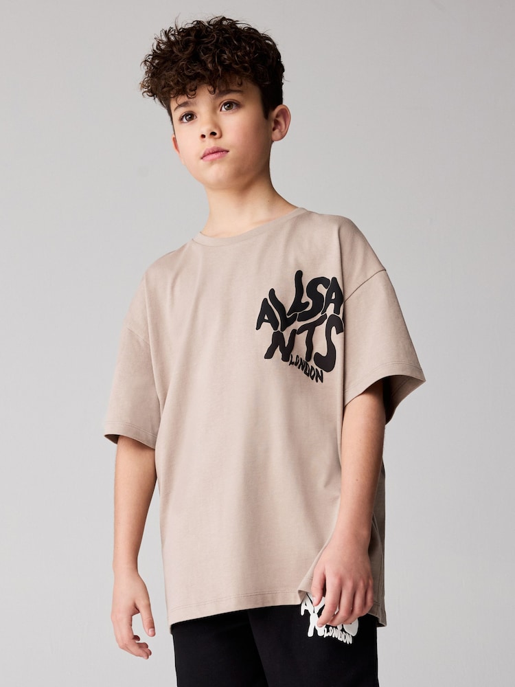 smALLSAINTS Light Brown Oversized Orlando Logo Crew Neck T-Shirt - Image 1 of 9
