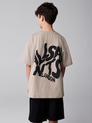 smALLSAINTS Light Brown Oversized Orlando Logo Crew Neck T-Shirt - Image 2 of 9