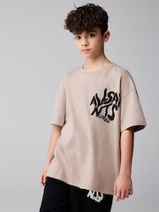 smALLSAINTS Light Brown Oversized Orlando Logo Crew Neck T-Shirt - Image 3 of 9