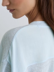 Reiss Blue Ember Linen V-Neck T-Shirt - Image 3 of 6