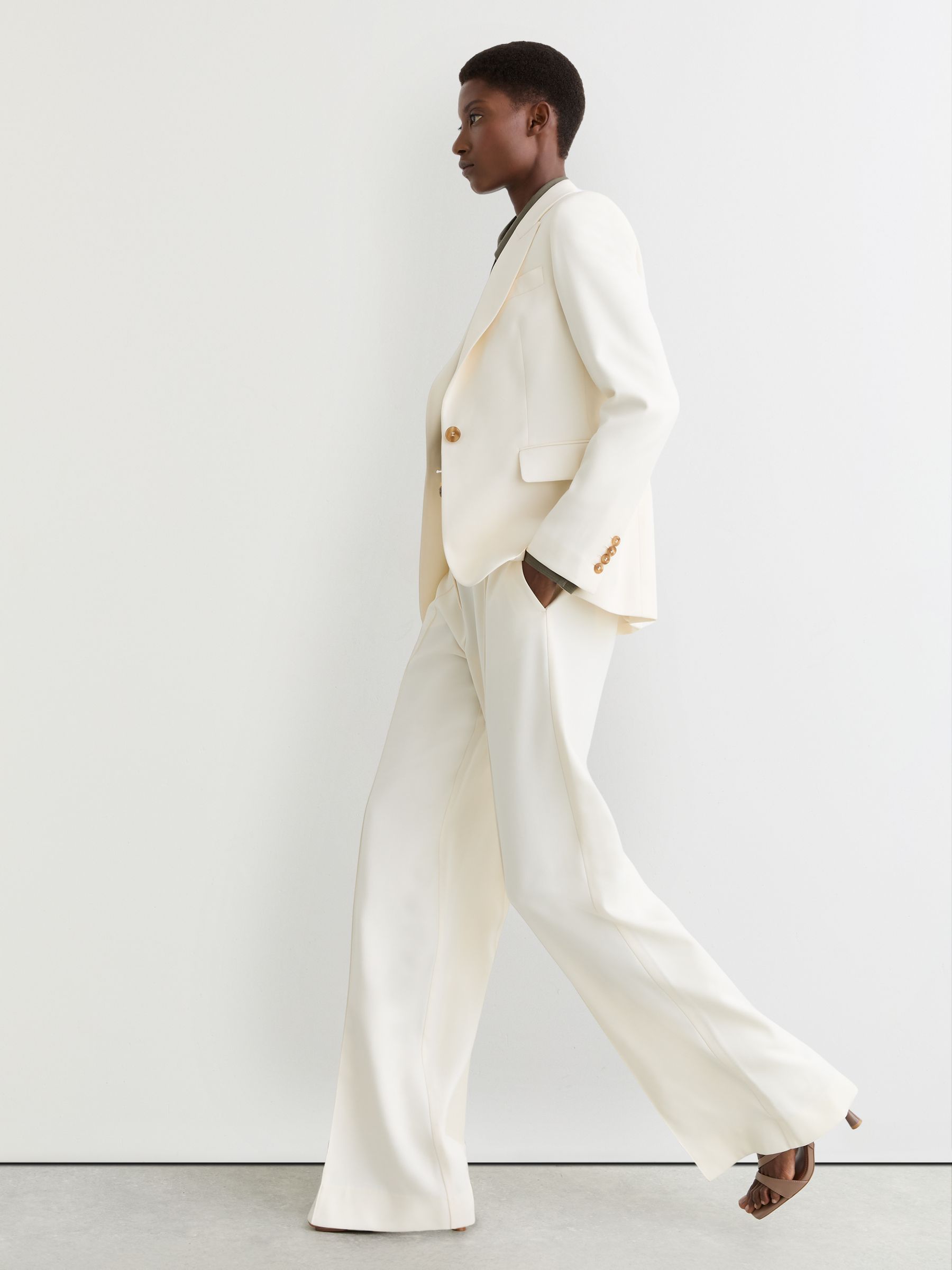 Buy Reiss Cream Malin Wide-Leg Seam-Detail Trousers from Next USA