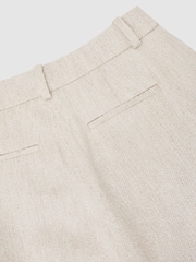 Reiss Neutral Nolah Linen-Blend Textured WIde-Leg Trousers - Image 8 of 8