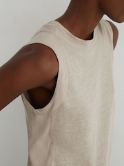 Reiss Stone Neutral Amy Linen Jersey Vest - Image 1 of 5