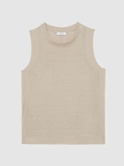 Reiss Stone Neutral Amy Linen Jersey Vest - Image 2 of 5