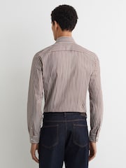 Reiss Brown Guyton Cotton Stripe Button-Down Shirt Regular-Fit - Image 5 of 6