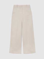 Reiss Neutral Nolah Petite Linen-Blend Textured WIde-Leg Trousers - Image 2 of 9