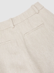 Reiss Neutral Nolah Petite Linen-Blend Textured WIde-Leg Trousers - Image 8 of 9