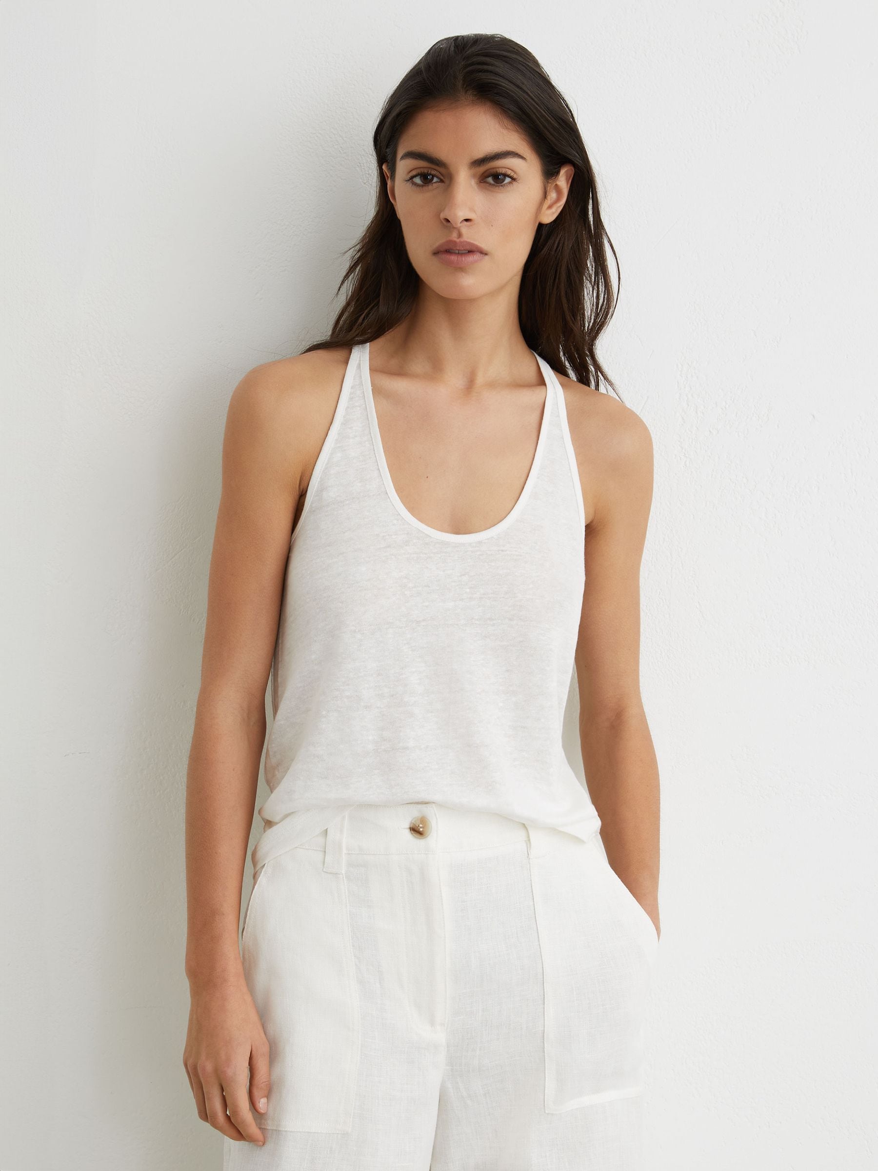 Buy Reiss White Lidie Linen Racer-Back Vest from Next USA